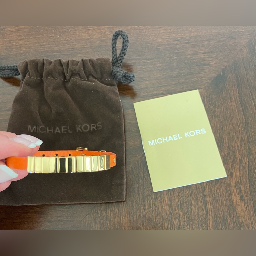 Michael Kors Orange Leather Gold Bracelet